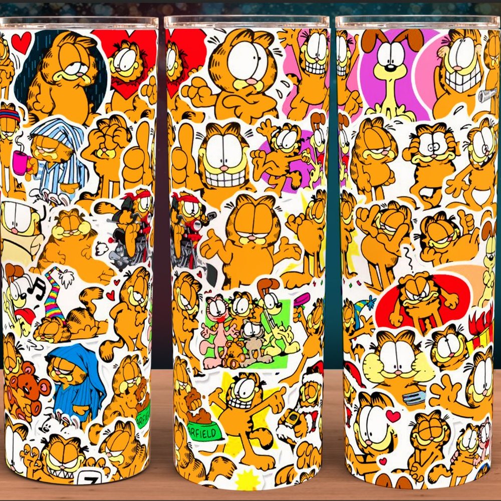 Garfield Sticker Style Collage Tumbler